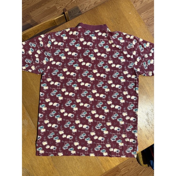 Pendleton Polo XXL Palm Tree Print Burgundy 100% Cotton Vintage Hawaii Style - Picture 5 of 7